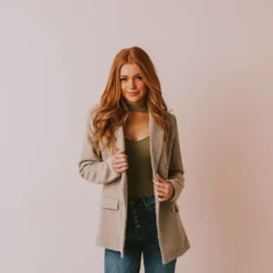 Vendor-unknown Holly Blazer Taupe Tops