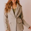 Vendor-unknown Holly Blazer Taupe Tops