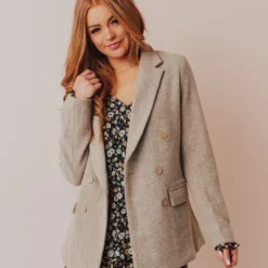 Vendor-unknown Holly Blazer Taupe Tops