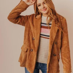 Lucy Avenue Joni Corduroy Jacket Camel