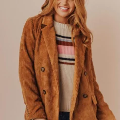 Lucy Avenue Joni Corduroy Jacket Camel