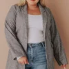 Lucy Avenue Plus Size Eleanor Herringbone Blazer Tops 1 Lucy Avenue Plus Size Eleanor Herringbone Blazer Tops