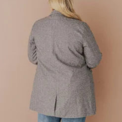 Lucy Avenue Plus Size Eleanor Herringbone Blazer Tops