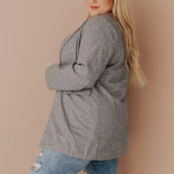Lucy Avenue Plus Size Eleanor Herringbone Blazer Tops