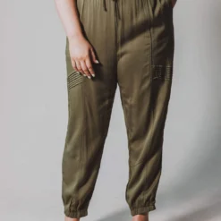 Vendor-unknown Plus Size Ashlyn Moto Joggers Olive