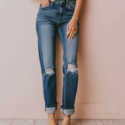 Beau Distressed High Rise Jeans