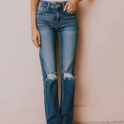 Beau Distressed High Rise Jeans
