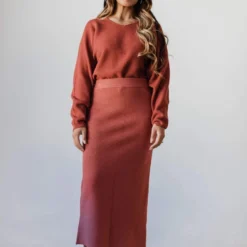 Dionne Sweater Skirt Brick