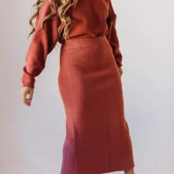 Dionne Sweater Skirt Brick