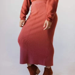 Dionne Sweater Skirt Brick