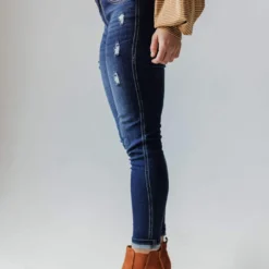 Jeans Elaine Mid Rise Crop Skinny Jean Dark Bottoms