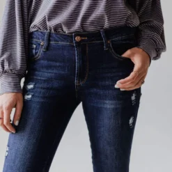 Jeans Elaine Mid Rise Crop Skinny Jean Dark Bottoms