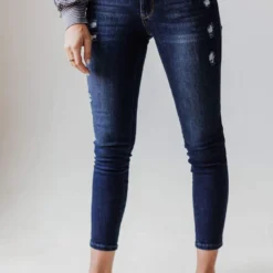 Jeans Elaine Mid Rise Crop Skinny Jean Dark Bottoms