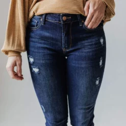 Jeans Elaine Mid Rise Crop Skinny Jean Dark Bottoms