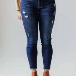 Jeans Elaine Mid Rise Crop Skinny Jean Dark Bottoms