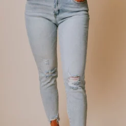 Finch Mid Rise Distressed Skinny Jeans Light Wash Bottoms