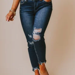 Finch Mid Rise Distressed Skinny Jeans Medium/Dark Wash Bottoms