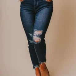 Finch Mid Rise Distressed Skinny Jeans Medium/Dark Wash Bottoms