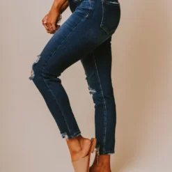 Finch Mid Rise Distressed Skinny Jeans Medium/Dark Wash Bottoms