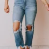 KanCan Spencer High Rise Distressed Mom Jeans Bottoms