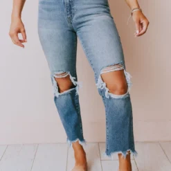 KanCan Spencer High Rise Distressed Mom Jeans Bottoms