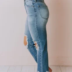 KanCan Spencer High Rise Distressed Mom Jeans Bottoms