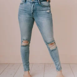 Jeans Bottoms Wyatt Busted Knee Skinny Jean