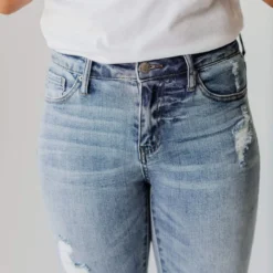 Jen Cuffed Distressed Jeans Bottoms