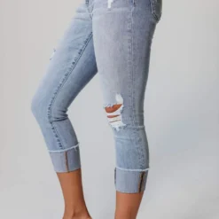 Jen Cuffed Distressed Jeans Bottoms