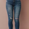 Laurie High Rise Button Fly Skinny Jeans Medium Wash Bottoms