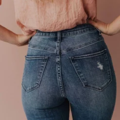 Laurie High Rise Button Fly Skinny Jeans Medium Wash Bottoms