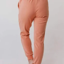 Vendor-unknown Bottoms Miley Flower Embroidered Sweatpants Salmon
