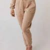 Vendor-unknown Bottoms Miley Flower Embroidered Sweatpants Taupe