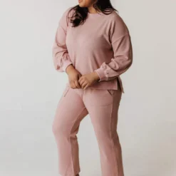 Vendor-unknown PLUS Johnny Thermal Pants Dusty Pink Plus Size