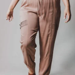 Vendor-unknown Plus Size Ashlyn Moto Joggers Taupe