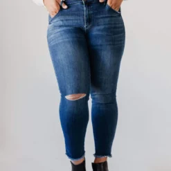 Jeans Bottoms Plus Size Roberta Mid Rise Skinny Jean Medium Dark