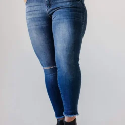 Jeans Bottoms Plus Size Roberta Mid Rise Skinny Jean Medium Dark