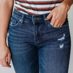 Vendor-unknown Bottoms Sawyer Mid Rise Lightly Distressed Skinny Jeans