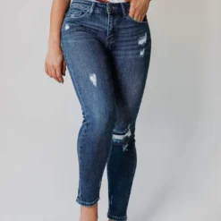 Vendor-unknown Bottoms Sawyer Mid Rise Lightly Distressed Skinny Jeans