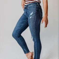 Vendor-unknown Bottoms Sawyer Mid Rise Lightly Distressed Skinny Jeans