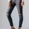 Jeans Bottoms Scotty Mid Rise Destroy Skinny Jean Grey