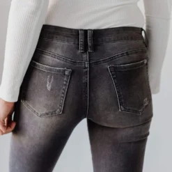 Jeans Bottoms Scotty Mid Rise Destroy Skinny Jean Grey