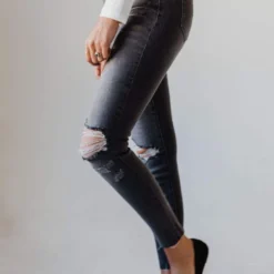 Jeans Bottoms Scotty Mid Rise Destroy Skinny Jean Grey