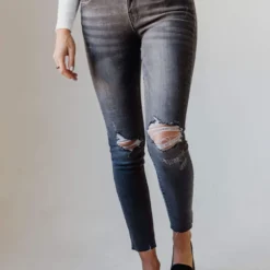 Jeans Bottoms Scotty Mid Rise Destroy Skinny Jean Grey