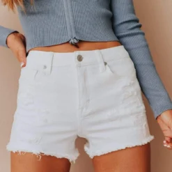 Jeans Bottoms Zalina Distressed High Waist Short