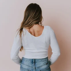 Lucy Avenue Tops Charli Rib Knit Bodysuit Ivory