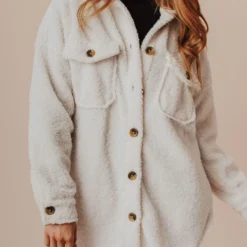 Vendor-unknown Aluna Fuzzy Jacket Off White Tops