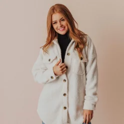 Vendor-unknown Aluna Fuzzy Jacket Off White Tops