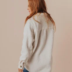 Vendor-unknown Aluna Fuzzy Jacket Off White Tops