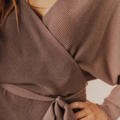 Lucy Avenue Blome V-Neck Sweater Mini Dress Mocha